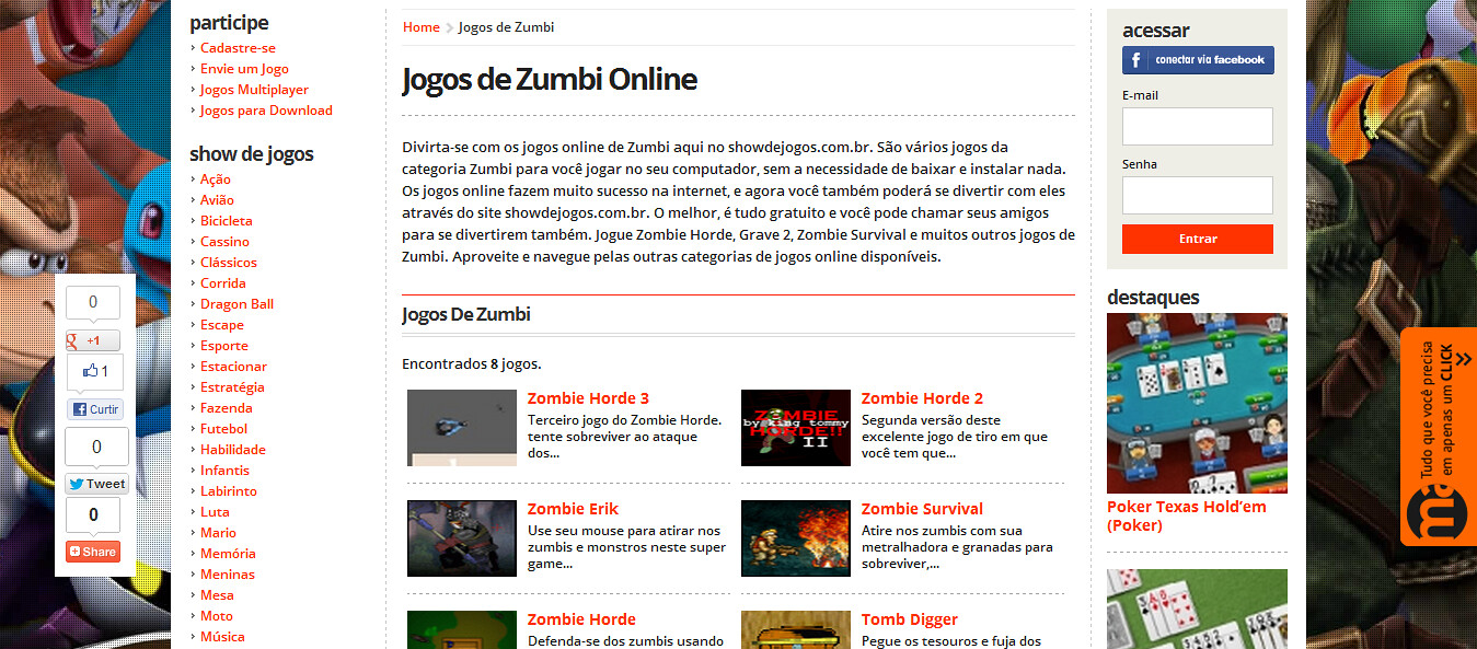 Jogos de Zumbi Jogos Online Grátis é no Show de Jogos